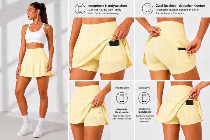 ComfortFlow Skort – Sportrock mit integrierter Shorts und 2 Handytaschen