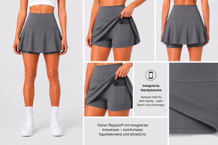 Comfort Skort – Rock mit integrierter Innenhose und 2 Handytaschen