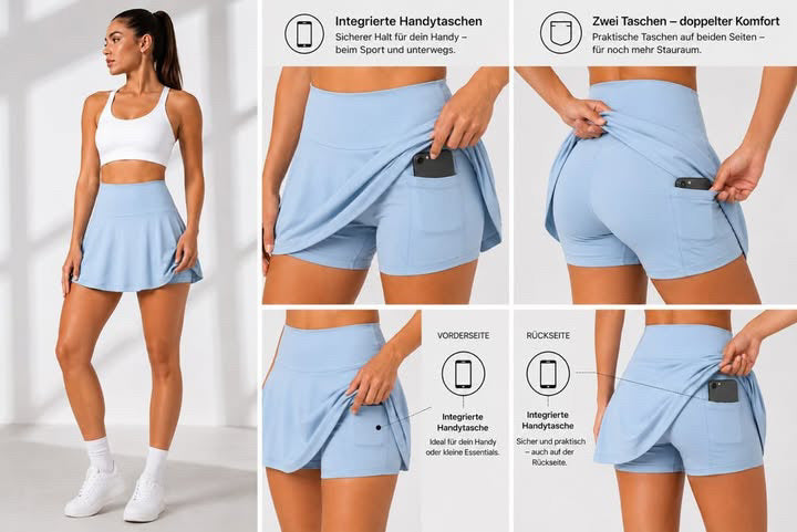 ComfortFlow Skort – Sportrock mit integrierter Shorts und 2 Handytaschen
